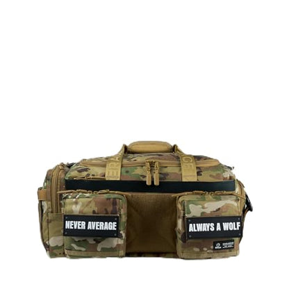 WOLFpak 30L Perfect Duffle Bag (OCP Camo) Tactical Gym Bag Hardshell Base 1000D Waterproof Travel Carry On with Shoe Compartment, Dual Cup Holders, Laptop Sleeve & Molle Straps - color: OCP Camo
