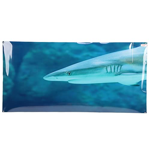 Aquarium Background Paper PVC Self Adhesive Clear 3D Fish Tank Poster, Fade Underwater Scene Decoration Sticker with Realistic Sea Animal Pattern for Glass (122 * 50CM) - size: 122*50CM