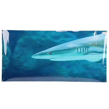 Aquarium Background Paper PVC Self Adhesive Clear 3D Fish Tank Poster, Fade Underwater Scene Decoration Sticker with Realistic Sea Animal Pattern for Glass (91 * 50CM) - size: 91*50CM
