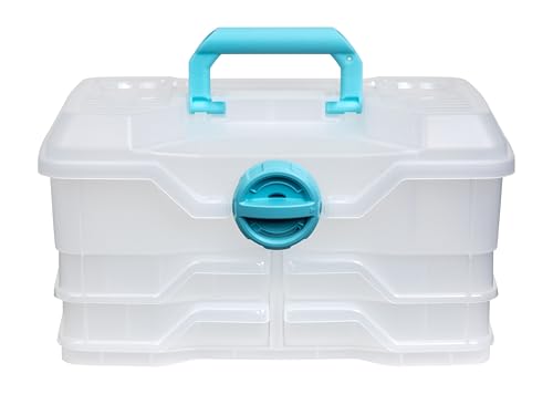 Clear Plastic Organizer - ArtBin - Small Parts Organizer - for DIY Arts & Crafts Storage Boxes & Organizers, Sewing Storage - Storage Box with Compartments, Project Box - Medium (4 Pivot Trays) 6943PB - style: Medium (4 Pivot Trays)
