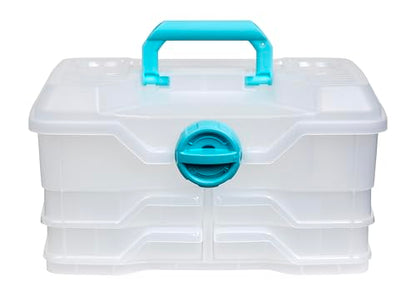 Clear Plastic Organizer - ArtBin - Small Parts Organizer - for DIY Arts & Crafts Storage Boxes & Organizers, Sewing Storage - Storage Box with Compartments, Project Box - Medium (4 Pivot Trays) 6943PB - style: Medium (4 Pivot Trays)