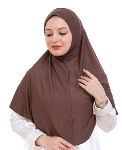 Prien Ready Hijab For Women, One Piece Muslim Instant Turban, Easy To Wear Long Head Scarf, Turkish Islamic Clothes For Abaya - color: Brown