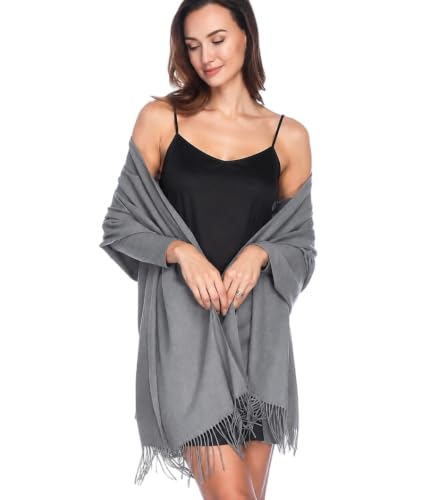 Pashmina Shawl Wraps Scarves Evening Dresses Wedding Bridesmaid for Women - color: Gray