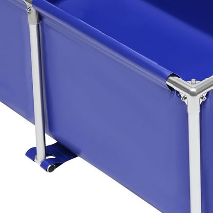 Canvas Fish Pond Blue Cube Canvas Pond Fish Show Tank with Stainless Steel Tubes Collapsible Storage Tank, Ornamental Aquarium Swimming Pool with Drain Blue Aquarium Pool