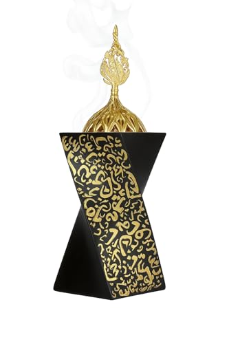 Resin Incense Burner Bakhoor Incense Burner Charcoal Incense Burner Yoga Spa Aromatherapy Office Home Decor Black (8.26 inch / 21 cm Height) - color: Black