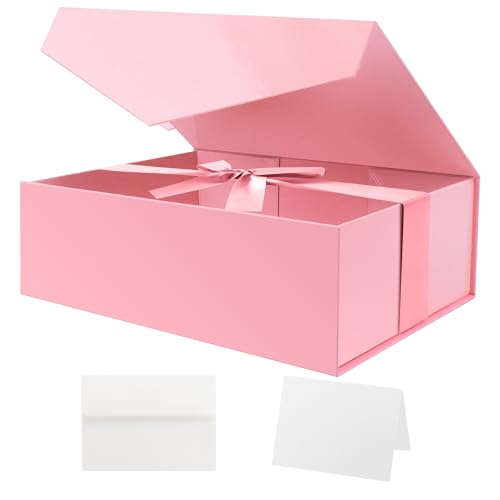 HAPPY POTATO Large Pink Gift Box with Magnetic Lid,11.5x8.1x3.8 Inches - color: Pink-Side Ribbon-11.5x8.1x3.8 Inches-Pack of 1