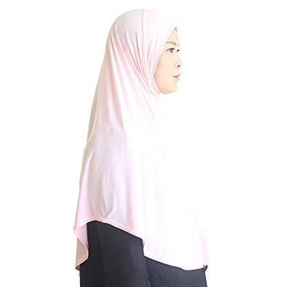 Women's Instant Hijab Muslim Headscarf Prayer Scarf Soft Breathable Stretchy Wrap - color: Pink