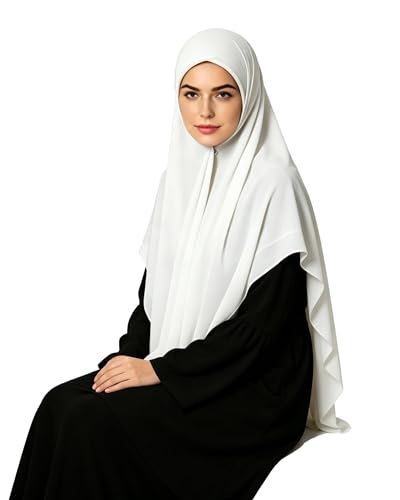 Lina & Lily Premium Chiffon Hijab Head Scarf Shawl Wrap for Muslim Women Square 58'' x 58'' - color: Ivory White