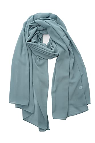 YOUR SMILE for Women Lightweight Breathable Solid Color Soft Chiffon Long Fashion Scarves Sun-proof Shawls Wrap - color: Light Teal