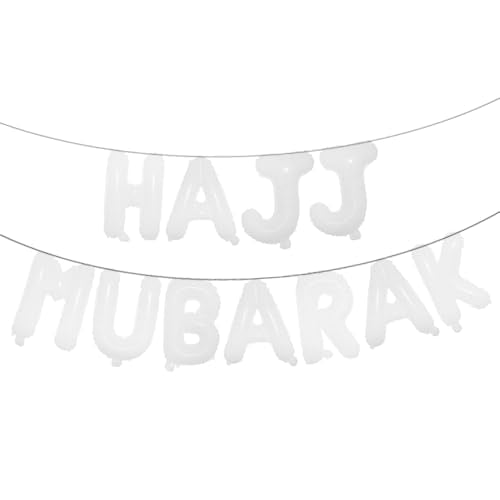 HAJJ MUBARAK Party Balloon for Festival Gathering Decorations Eid Mubarak Party Supplies Decorations (HAJJ MUBARAK White) - color: Hajj Mubarak White