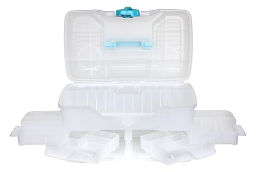 Clear Plastic Organizer - ArtBin - Small Parts Organizer - for DIY Arts & Crafts Storage Boxes & Organizers, Sewing Storage - Storage Box with Compartments, Project Box - Medium (4 Pivot Trays) 6943PB - style: Medium (4 Pivot Trays)