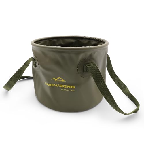 Multifunctional Collapsible Bucket,Portable Bin,Car Wash Bucket,Lightweight Foldable Bucket with Handles for Camping,Dish Washing,Laundry,Soaking Feet,Fishing,Hiking - color: Forest green, size: 338.1 Ounces