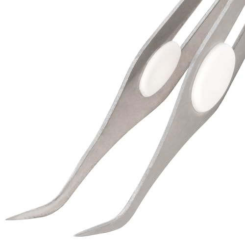 The Beadsmith Angled Precision Tweezer – Multipurpose Stainless Steel Tool w/Curved Tip & Cushion Grip, 6 Inches