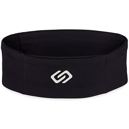 Sporteer VersaSlim Running Belt - Low-Profile Workout Waist Pack for Gym & HIIT - Zero-Bounce Minimalist Phone Holder for Activewear - Nylon Spandex Blend (Black, Medium) - size: Medium