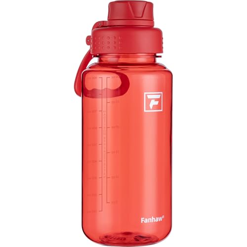 Fanhaw 32 oz Clear BPA-Free Tritan Water Bottle with Fast-Flow Spout Lid, BPA-Free & Leak-Proof Wide-Mouth Reusable Bottle for Gym, School & Office, Back to School Essentials (Red) - color: Red