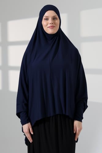 ihvan online, Women Muslim Hijab Cover, Islamic Khimar, Long Salah Clothes. Prayer Hijab for Women - color: Navy Blue