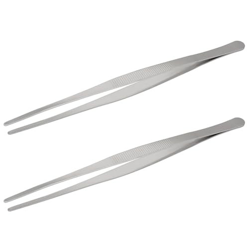 Hordion 2Pcs 9.8" Thumb Forceps Stainless Steel Hobby Tweezers Blunt Serrated Tips Long tweezer - size: 9.8"