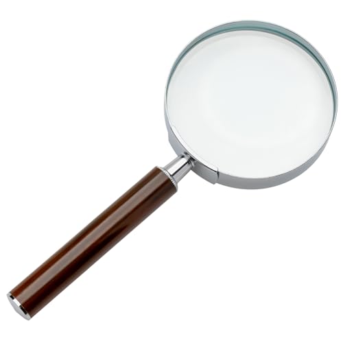 Misar Tech RH-1341 Magnifier 2.5X Handheld Magnifier Wood Grain Made in Japan Lens Diameter 3.5 inches (90 mm) Brown