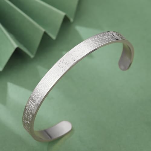 VASSAGO Islamic Gifts Ayatul Kursi Bracelet for Women Men Muslim Quran Allah Openable Bangles Ayatul Kursi Arabic Calligraphy Cuff Bracelet Islam Islamic Jewelry Eid Gifts - color: silver islamic bracelet