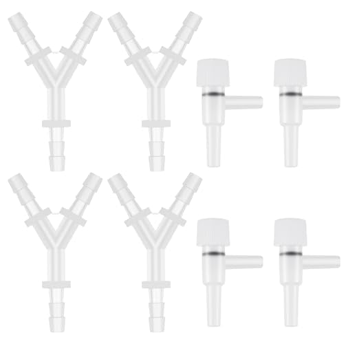 8 Pcs Oxygen Tubing Connectors, 1/4" Hose Barb Fitting 3 Way Y Shape Barbed Fitting Plastic Tubing Connectors for Air Line Tubings Pipe, Household Fuel, Gas, Water