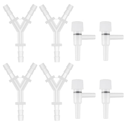 8 Pcs Oxygen Tubing Connectors, 1/4" Hose Barb Fitting 3 Way Y Shape Barbed Fitting Plastic Tubing Connectors for Air Line Tubings Pipe, Household Fuel, Gas, Water