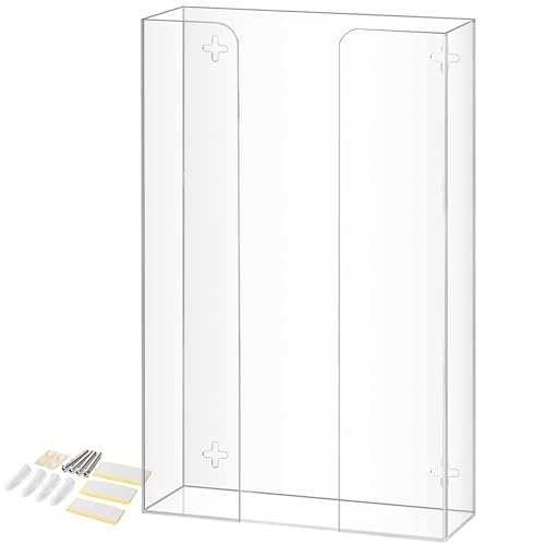 Storage Standard Triple Glove Box Holder Dispenser - Kitchen, Medical, & Latex Glove Holder Wall Mount or Countertop, Universal Fit - Thick Acrylic, Easy to Use, Slide, & Load Open Top Design - Clear - color: Clear - Triple
