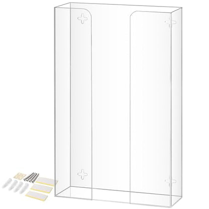 Storage Standard Triple Glove Box Holder Dispenser - Kitchen, Medical, & Latex Glove Holder Wall Mount or Countertop, Universal Fit - Thick Acrylic, Easy to Use, Slide, & Load Open Top Design - Clear - color: Clear - Triple