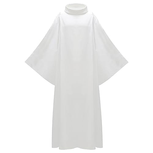 MYAYD Cotton Unisex Cassock Robe Clergy Pulpit Liturgical Church Loose Uniform Plus size White - size: Small