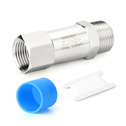 1PCS 316L Stainless Steel 1/2" NPT Male x 1/2" NPT Female Check Valve,Backflow Prevention,One Way Non-Return Check Valves - size: 1/2" (Fx M)NPT