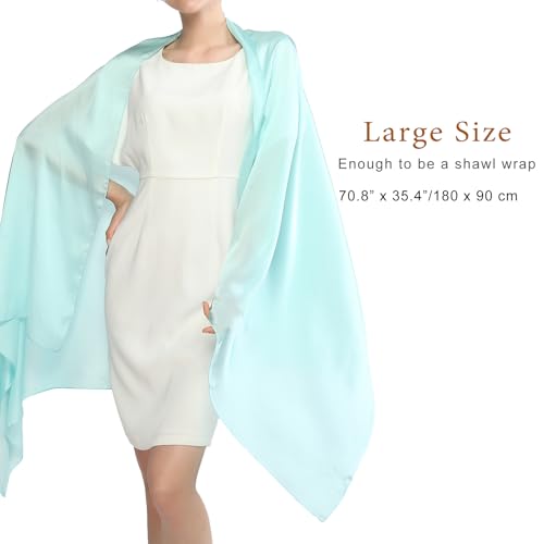 RIIQIICHY Women Shawls and Wraps for Evening Dresses Like Chiffon Silk Scarf Formal Silky Pashmina Shawls for Weddings - color: Turquoise