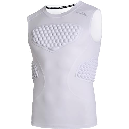 COOLOMG Youth Chest Protector Baseball Softball Football Lacrosse | Padded Compression Shirt Sleeveless Rib Heart Sternum Guard - color: Pure White, size: X-Small