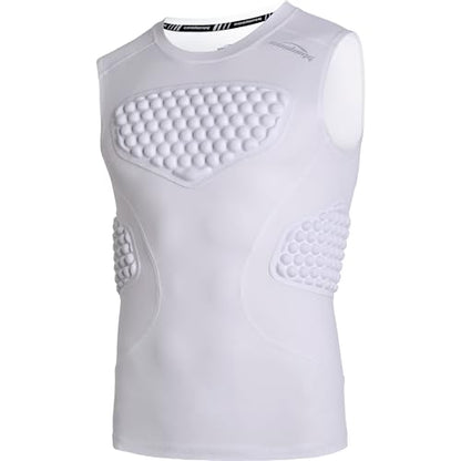 COOLOMG Youth Chest Protector Baseball Softball Football Lacrosse | Padded Compression Shirt Sleeveless Rib Heart Sternum Guard - color: Pure White, size: Small