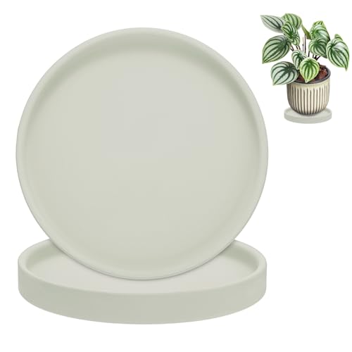 M METERXITY 2-Pack Plant Saucers, 5.7 Inch ID Anti-Rot Root Ceramic Flower Pot Plant Saucers for Indoor/Outdoor, Round Flowerpot Drip Tray [6.1 Inch OD, Gray] - color: Gray, size: 5.7 Inch
