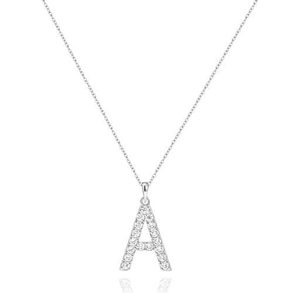 Tarsus Initial Cubic Zirconia Necklace Jewelry Gifts for Women Adjustable Chain 18" + 2" - style: Silver-A-Diamond style