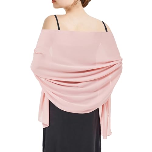 Chiffon Shawls and Wraps - Lightweight Scarve for Women Evening Dresses Wedding Bridal Formal Party - color: J-light Pink