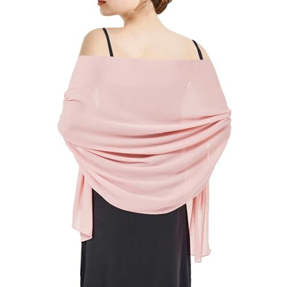 Chiffon Shawls and Wraps - Lightweight Scarve for Women Evening Dresses Wedding Bridal Formal Party - color: J-light Pink