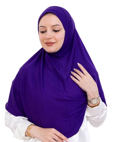 Prien Ready Hijab For Women, One Piece Muslim Instant Turban, Easy To Wear Long Head Scarf, Turkish Islamic Clothes For Abaya - color: Purple