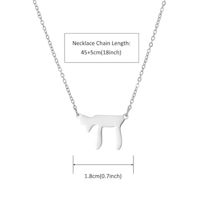 Stainless Steel Hebrew CHAI Necklace | Hand of Fatima Pendant | Turkish Evil Eye Charm | Israel Map Blessing Necklace | Protection Jewelry for Women men Include a Gift Box - color: Silver-Chai-1179
