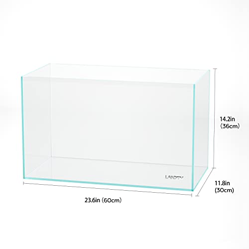 60P 16 Gallon Rimless Low Iron Glass Aquarium Tank, 23.6" L x 11.8" W x 14.2" H, 6mm Ultra Clear Fish Tank with Nano Foam Leveling Mat - size: 16Gal W23.6×D11.8×H14.2 in(60x30x36cm)