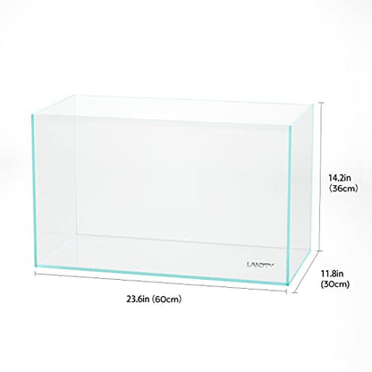 60P 16 Gallon Rimless Low Iron Glass Aquarium Tank, 23.6" L x 11.8" W x 14.2" H, 6mm Ultra Clear Fish Tank with Nano Foam Leveling Mat - size: 16Gal W23.6×D11.8×H14.2 in(60x30x36cm)