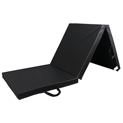 ZenStyle 6' x 2' x 2" PU Leather Exercise Tri-Fold Gym Fitness Mat For Gymnastics, Aerobics, Yoga, Martial Arts - color: Black