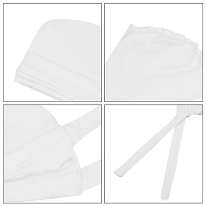 Suillty Women's Pre-Tied Muslim Hijab Bonnet Pleated Ruffle Turban Chemo Cap Underscarf Islamic Headwear - color: White