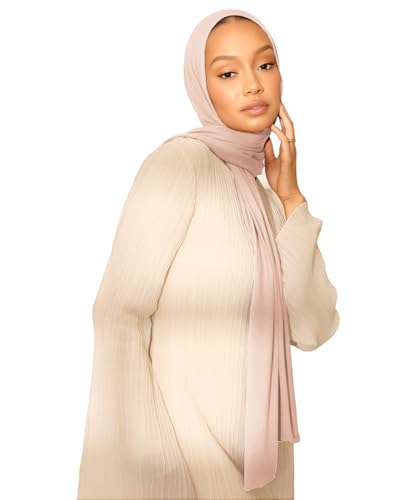 Hijab Scarf for Women Soft Muslim Hijabs Head Wrap Scarves Fashion Long Hair Shawls Stretchy Muslin Headscarf - color: Cream Hijab Scarf for Women