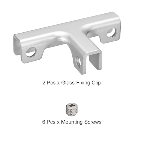 uxcell Glass Fixing Clip, 2pcs for 6-10mm Aluminum Alloy T-Shaped Glass Clamp Glass Support Bracket for Glass Display Cabinet, Fish Tank - size: 6-10mm