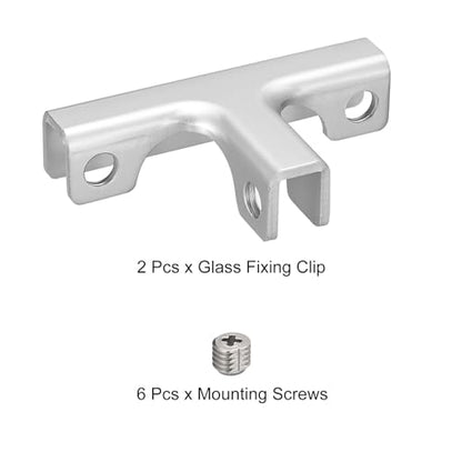 uxcell Glass Fixing Clip, 2pcs for 6-10mm Aluminum Alloy T-Shaped Glass Clamp Glass Support Bracket for Glass Display Cabinet, Fish Tank - size: 6-10mm