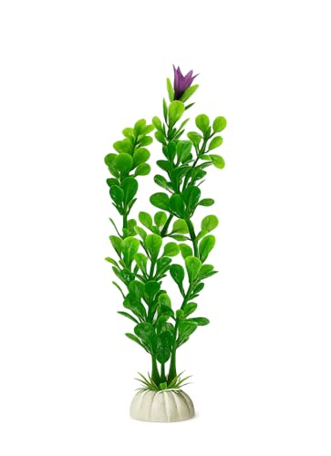 D & K Exclusives Artificial Aquarium Plants, 10 Pack 8 inch Plastic Fish Tank Decorations, Colorful Aquascape Decor for Freshwater, Tropical Tanks (Pink Flower Green Fan Plant) - color: Pink Flower Green Fan Plant – 8”
