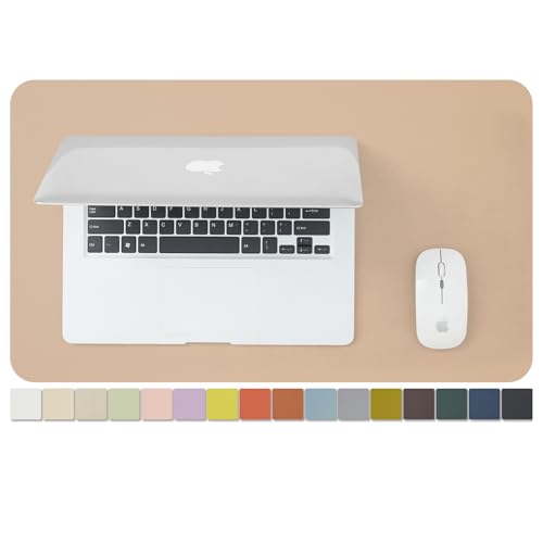 Leather Desk Mat - Small Non-Slip PU Desk Pad for Office and Home - Desk Organization and Accessories - Ideal for Large Mouse Pad and Small Desk Mats on Top of Desks (Apricot,23.6"x 13.8") - color: Apricot, size: 23.6" x 13.8"