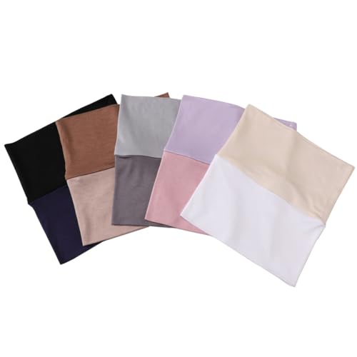 5Pack Soft Inner Hijab Caps Women Stretchy Breathable Comfortable Undercap Front&Back Tube Bonnet