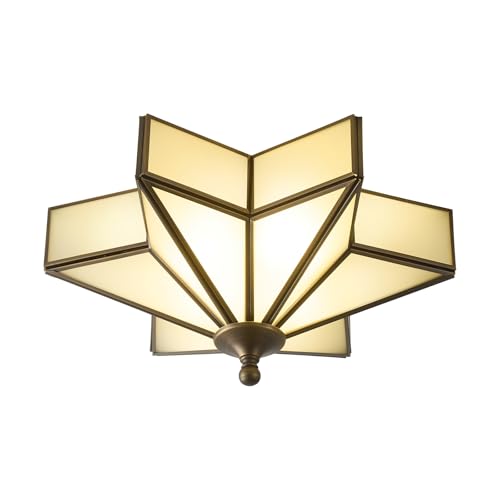 Star Vintage Bronze Ceiling Light - 12.2 In Milk Glass Flush Mount Fixture - color: Bronze(Black)-Frosted Glass, size: 12.2 Inches