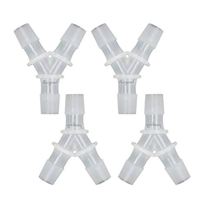 1/2" Polypropylene Y-Shaped 3-Way Barbed Hose Fitting, 4 Pcs | Y-shaped design splits one inlet into two angled outlets for air hoses and water pipes; supports routing and repair projects - style: 4pcs, 1/2" O.D.